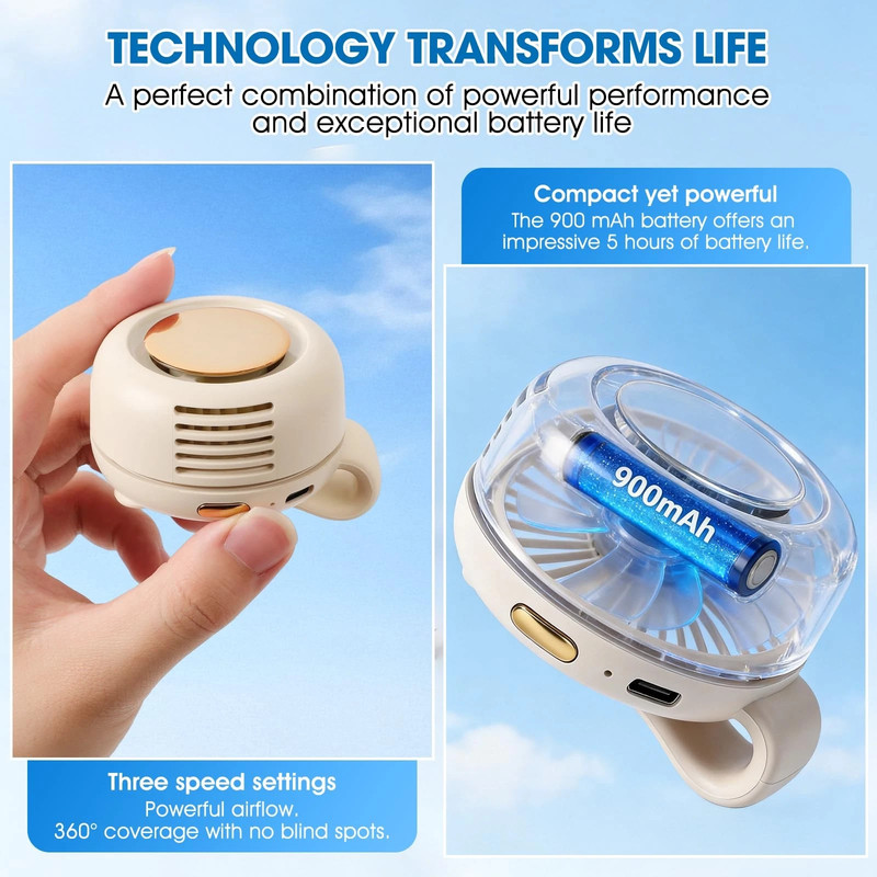 Portable Silent Mini Bladeless USB Electric Fan Small fan Clip on Shirt Waist gallery