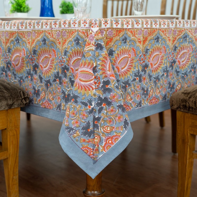 Hand Block Printed Tablecloth Wedding Table Cover Gift for Her, New Year Gifts gallery