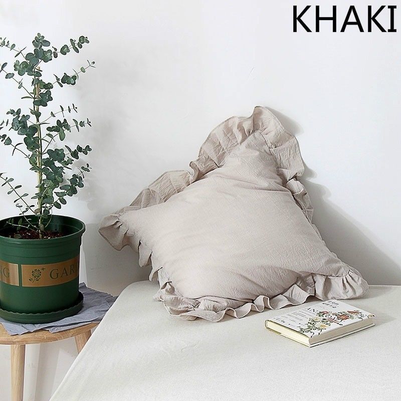 Throw Pillow Cover Cushion Case Ruffle Cotton Soft Sofa Chair Bed Home Decor New gallery