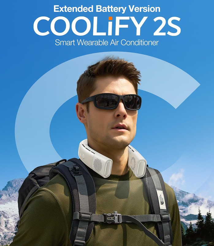 Coolify 2S Portable Neck Air Conditioner - 3-Speed Fan & Heater with App Control gallery