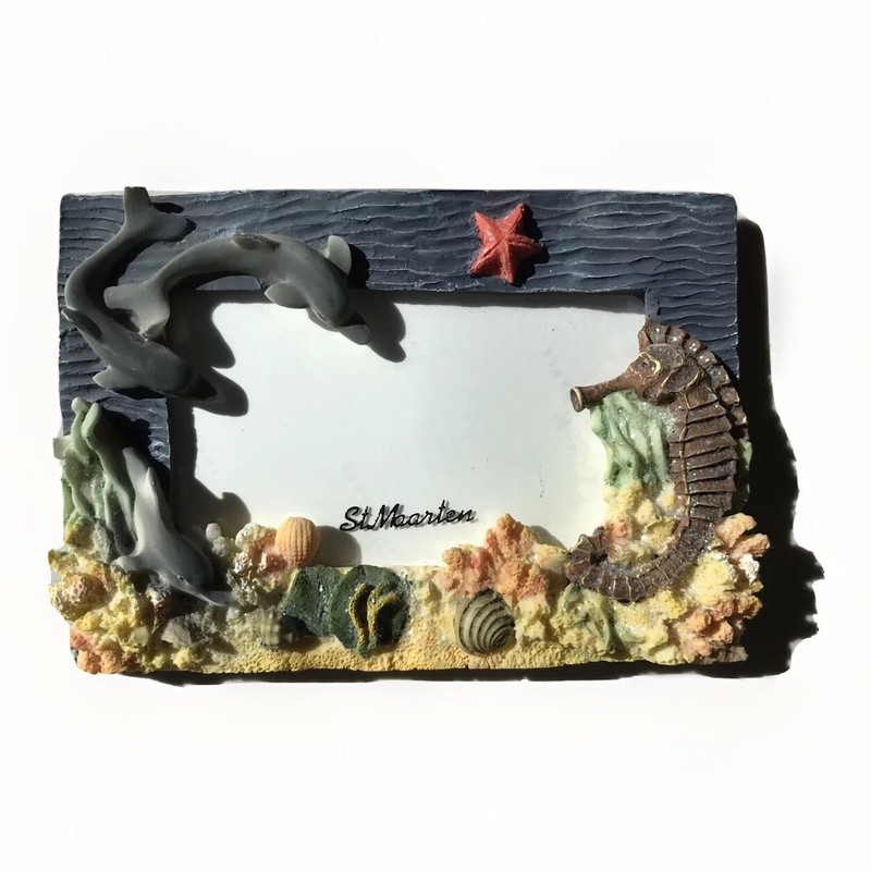 🏝ST. MAARTEN 3D PICTURE FRAME 3x5” Photo Dolphins Seahorse Starfish Shells gallery