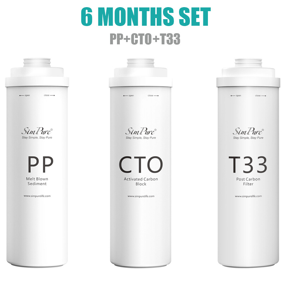 6 Months Set PP CTO T33 Water Filter Replacement For SimPure T1-400UV RO System gallery