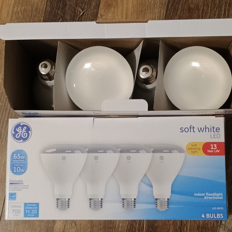 GE Soft White Dimmable 65 Watt Replacement LED Light Bulbs BR30 (4 Bulbs) 2boxes gallery