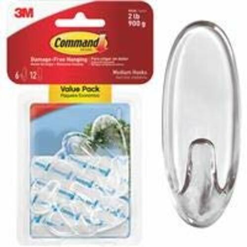 Command, 3M Clear Hooks Medium, 6 Count gallery
