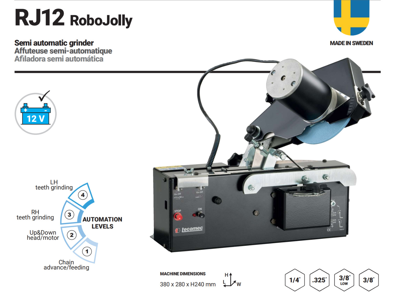 Tecomec RoboJolly Semi Automatic Chain Grinder Sharpener gallery