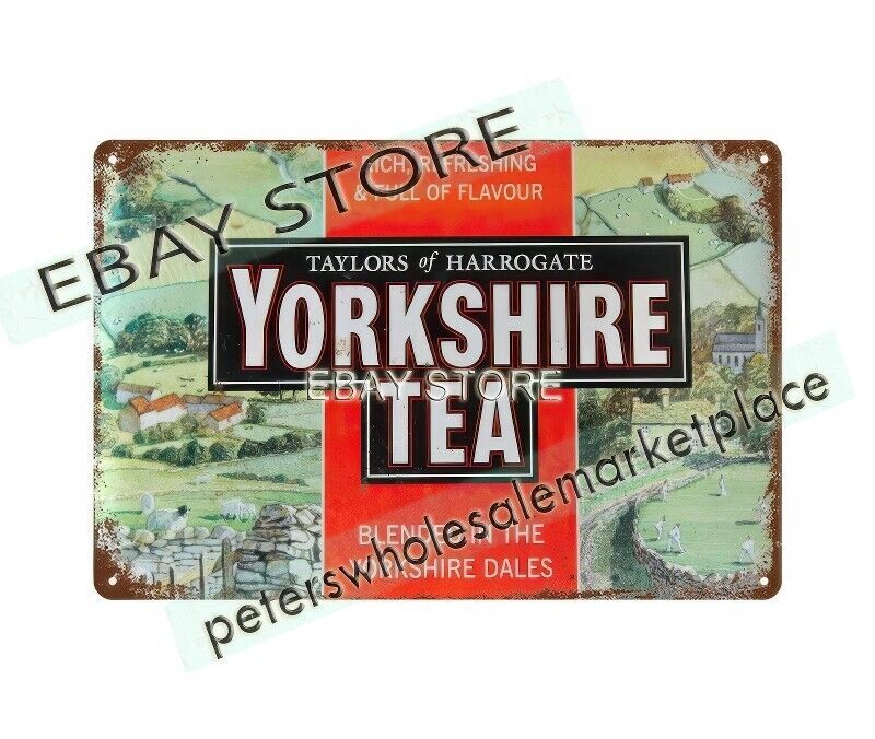 Tailors of Harrogate Yorkshire Tea rustic kitchen metal tin sign color plaque gallery