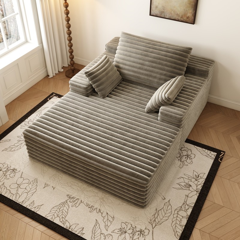 68" Oversized Boneless Chaise Lounge Sofa Bed Reading Chair Corduroy Cloud Couch gallery