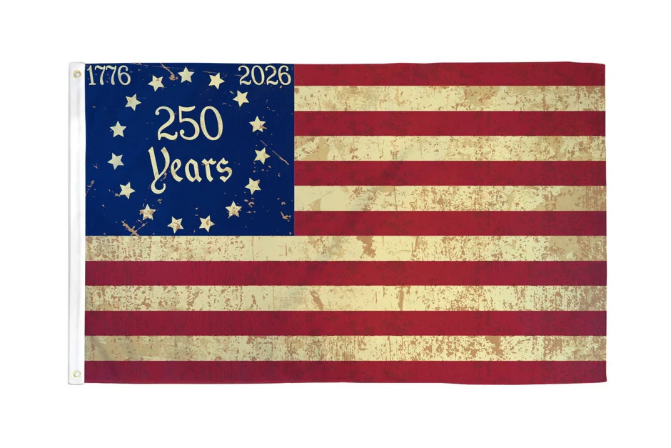 250 Years America Tea Stained 3x5ft Poly USA Patriotic July 4th Anniversary Flag gallery