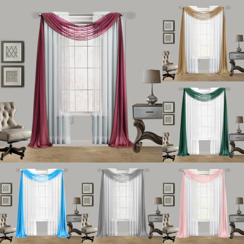 1PC PRINTED/SOLID VOILE SCARF WINDOW CURTAIN SEE THROUGH PARTY HOME DECOR S38 gallery