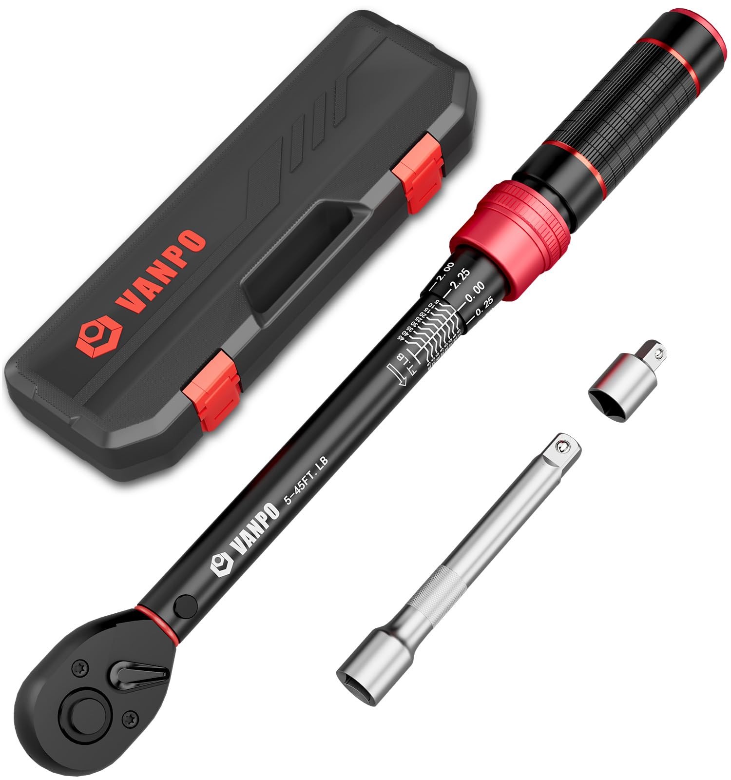 VANPO 3/8-inch Drive Click Torque 3/8-Inch(5-45 Ft-Lb/6.8-61 Nm), Black gallery