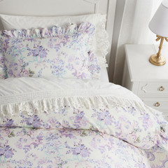 Pottery Barn LoveShackFancy Damask Ruffle Cotton Duvet Cover Twin+ Sham Lavender