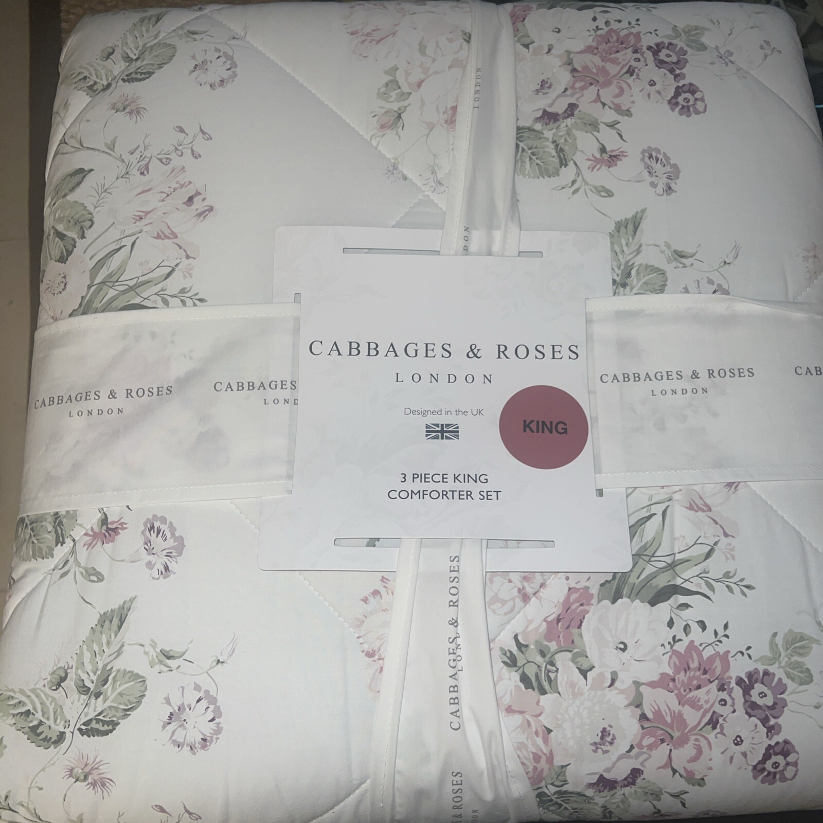 Cabbages and Roses King Comforter 2 King Shams Peony New gallery