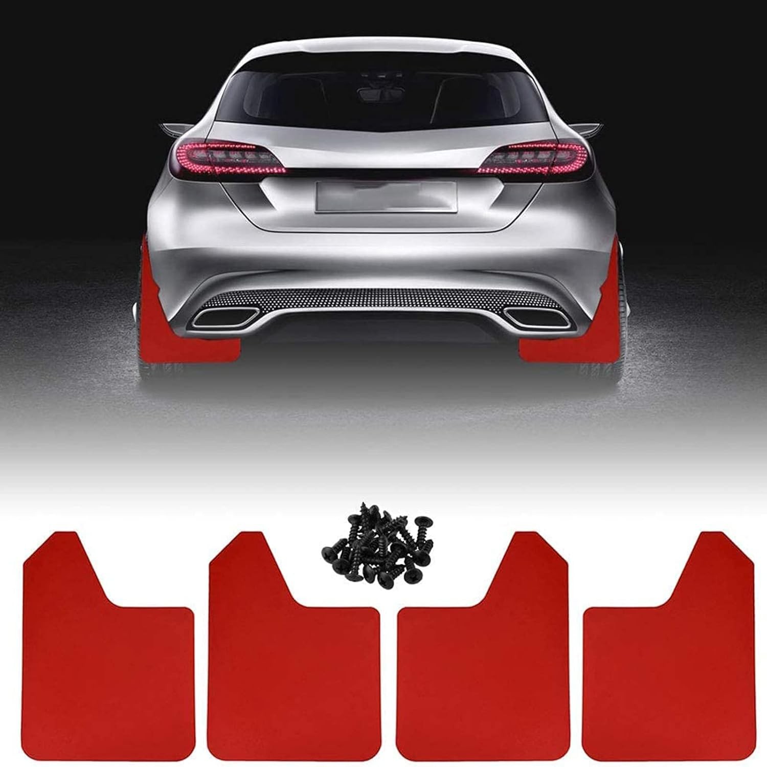 Car Mud Flaps Universal Fit Red Splash Guards (4 Pack) Fender, with Color: Red gallery
