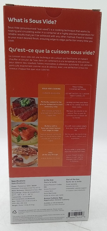 Anova Culinary Sous Vide Precision Cooker Mini 850 Watts Black and Orange gallery