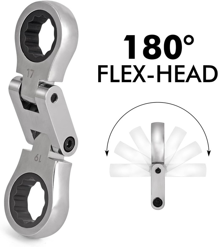 Stubby Wrenches Set, Flex Head Ratcheting Wrench Set Double Box End Ratchet Wren gallery