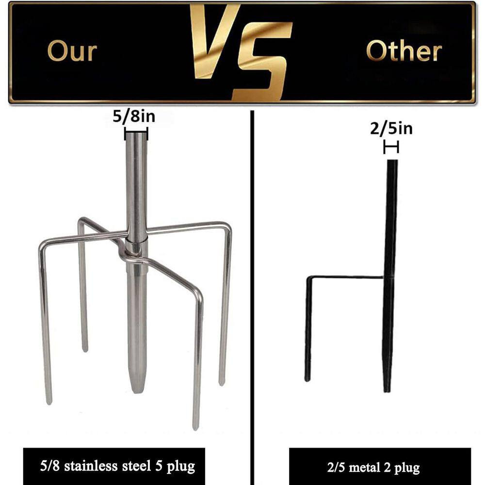 78 In. Stainless Steel Shepherds Hook for Outdoor with 5 Prongs Base for Hanging gallery