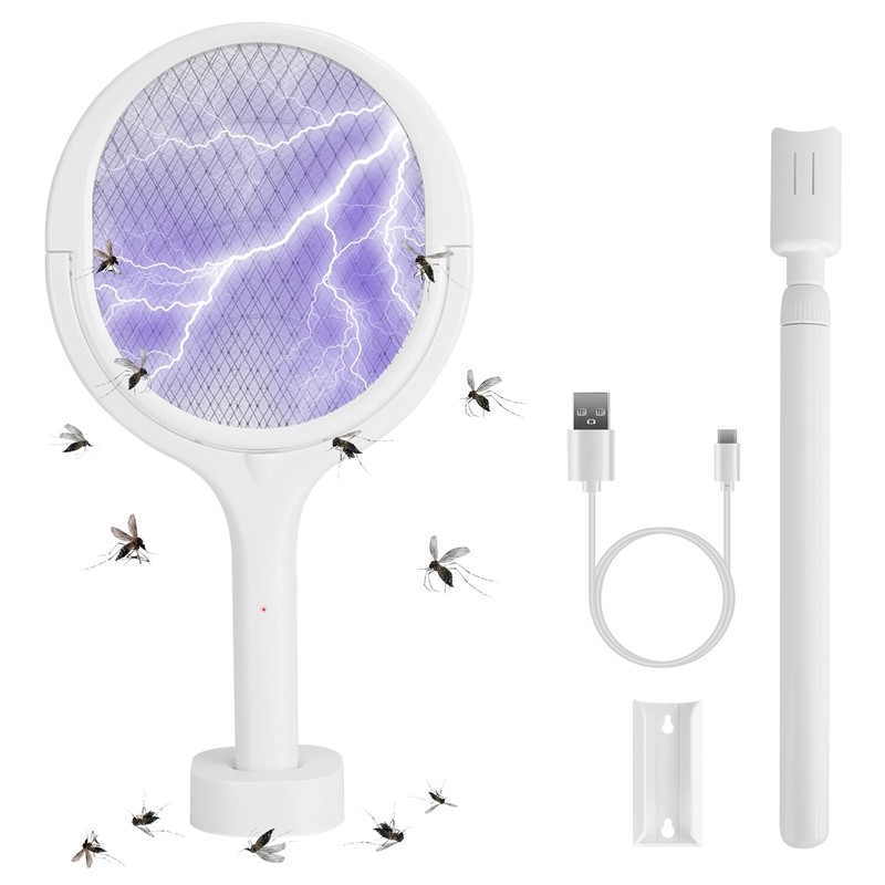 New 3-in-1 Electric Bug Zapper Racket, Mosquito Swatter with Telescopic Wand gallery