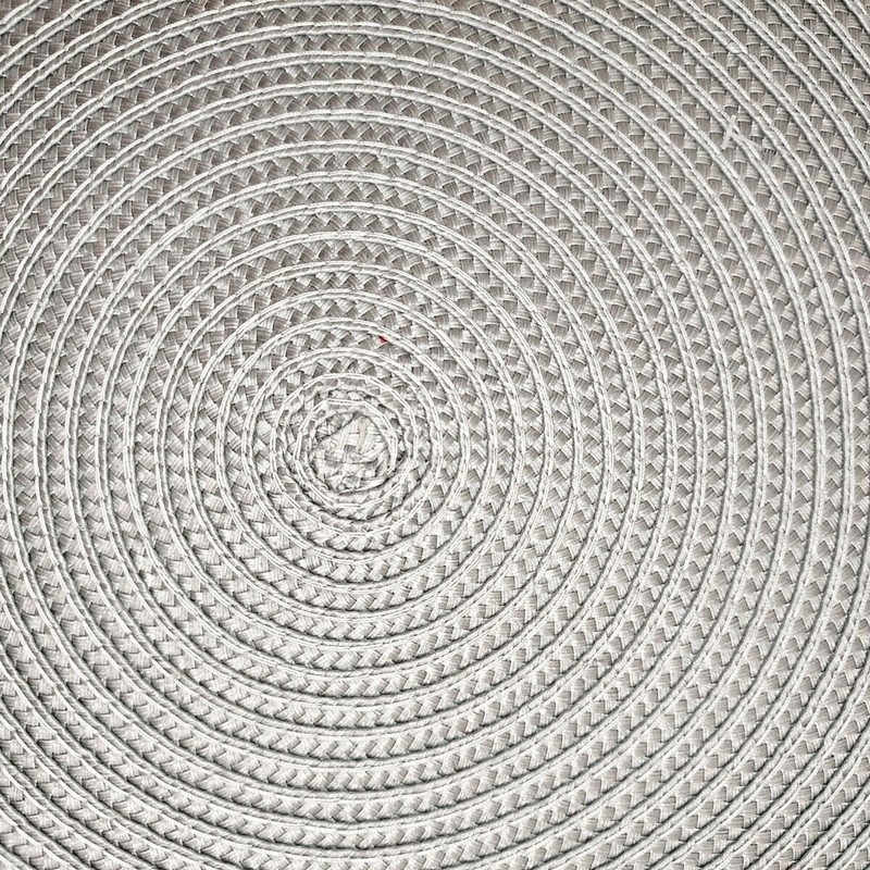 Round Braided Woven Placemat Polypropylene Polyester Teal Blue Gray Grey 14" gallery
