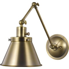 Progress Lighting Hinton Collection Vintage Brass Swing Arm Wall Light