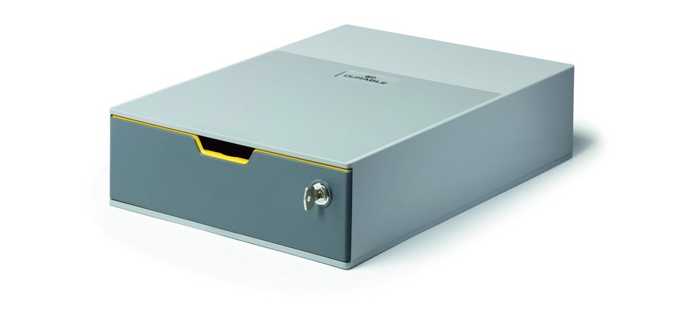 Lockable Grey Desktop Storage Drawer Unit With Colorful Organizing Drawers
