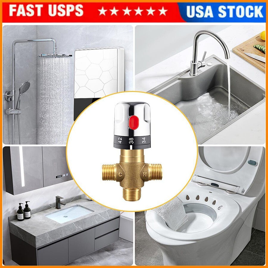 Thermostatic Mixing Valve Hot&Cold Water Temperature Control Valve US gallery