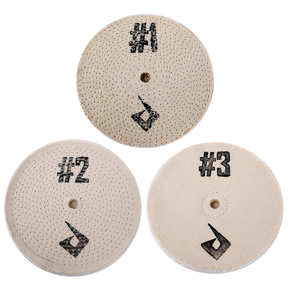 8" Metal Polishing Wheel Set | Bench Grinder Buffing Polish Cotton Buff Pads gallery
