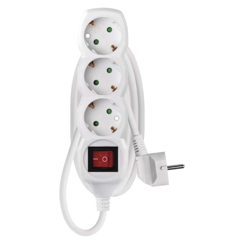 Extension Lead Cable 16A EU Main Plug Socket 3 Way 1.5m White gallery