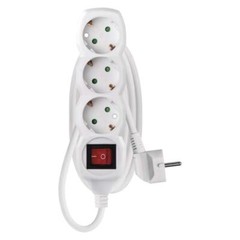 Extension Lead Cable 16A EU Main Plug Socket 3 Way 1.5m White