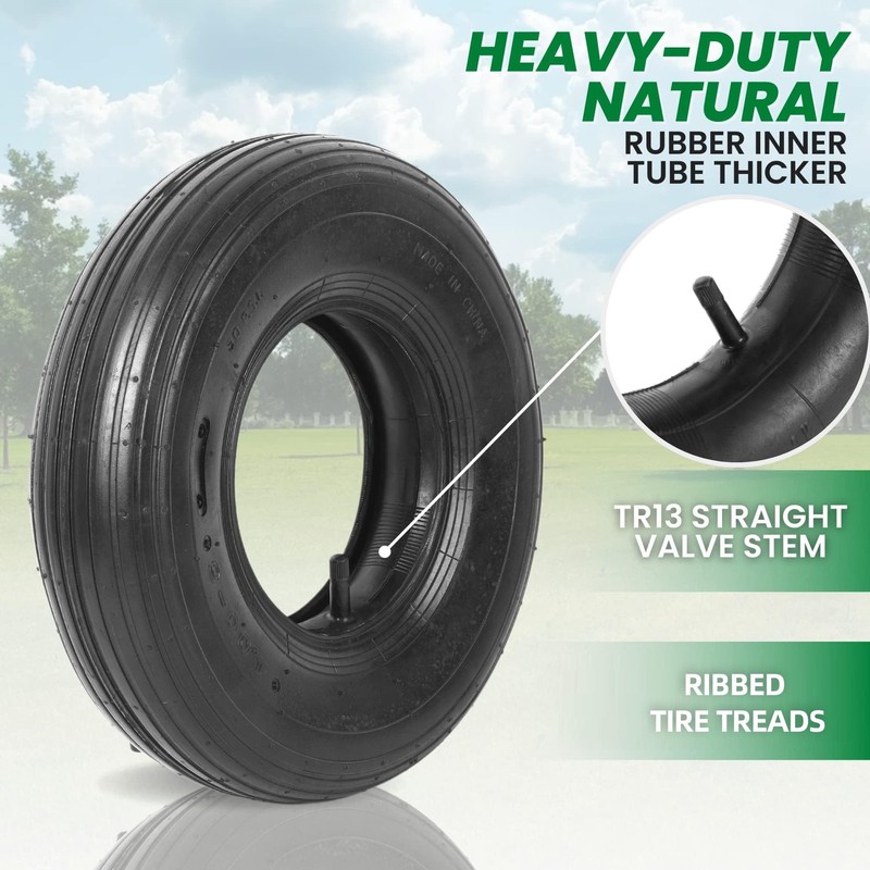 (2 Sets) 4.00-6 Replacement Pneumatic Tires and Inner Tubes - Universal Fit 1... gallery