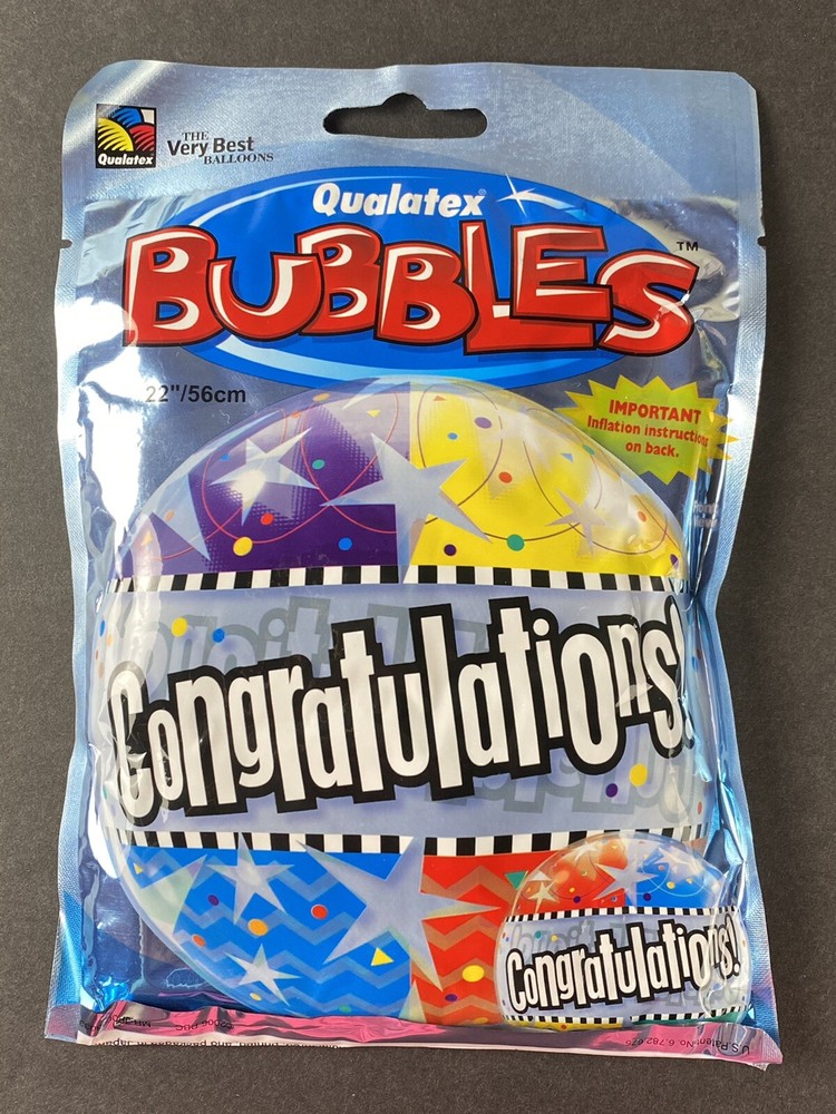 New! LARGE 22” Congratulations! Sphere Bubble Balloon Floats 2-4 Weeks