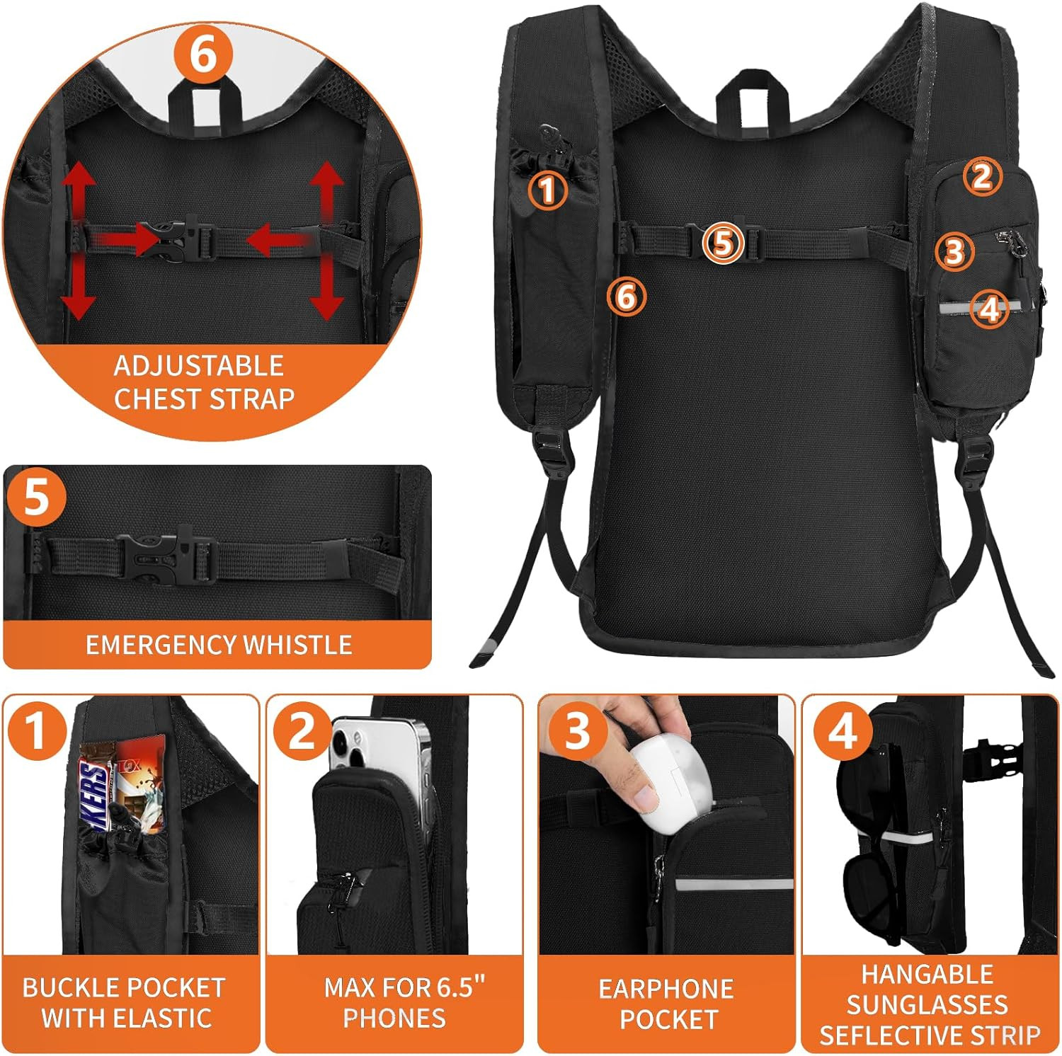Seektop Expandable Small Hiking Backpack 12L-15L Lightweight Packable Waterproof 4