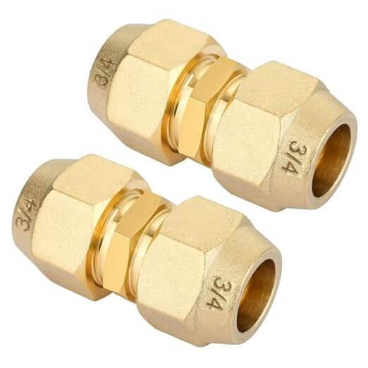 2Packs 3/4" Brass Pipe Extension Joint Connectors, Free Welding AC 3/4 Inch gallery
