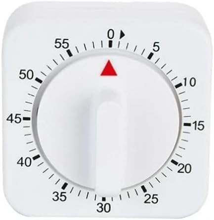 White Timer Clock Square 60-Minute Mechanical Kitchen Timer, No Batteries Req... gallery