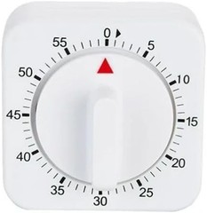 White Timer Clock Square 60-Minute Mechanical Kitchen Timer, No Batteries Req…
