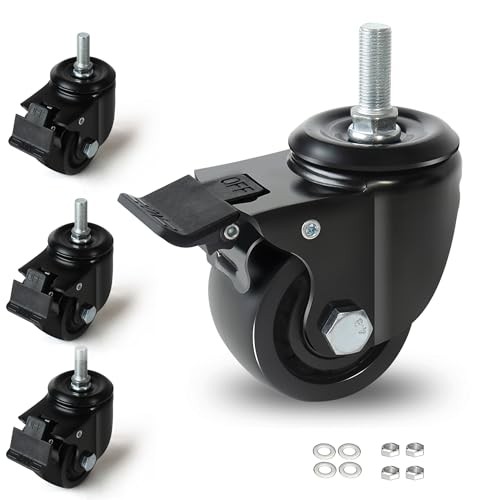 3" Heavy Duty Threaded Stem Casters (1/2"-13 x 1) - 4400lbs Capacity Set of M12 gallery