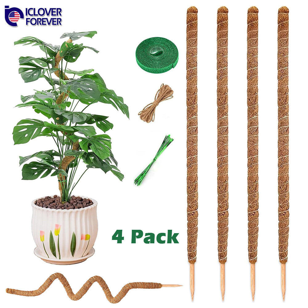 4 Pack Bendable Moss Pole 28" for Monstera Climbing Plants Support Stakes Stick gallery
