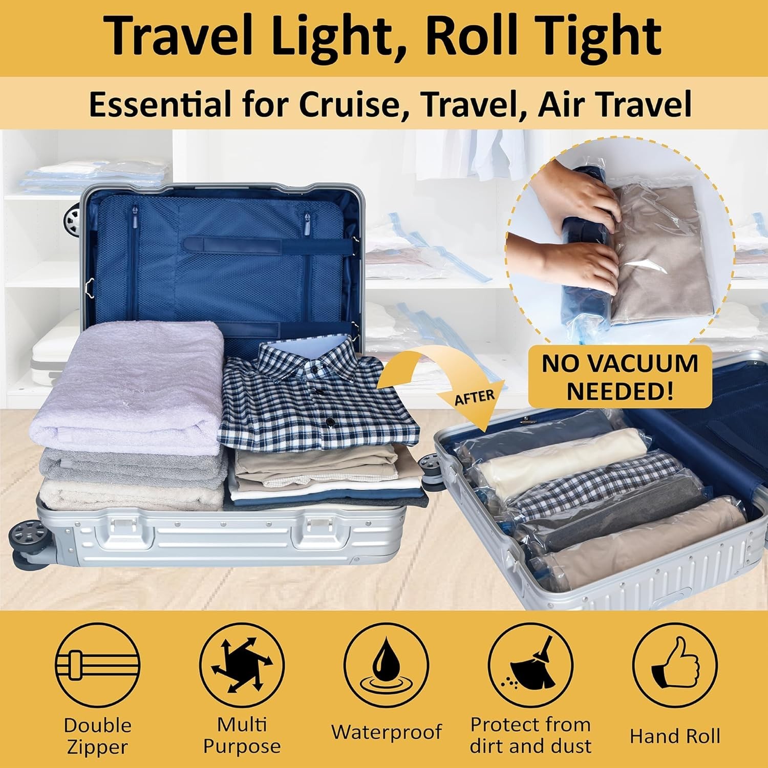 Compression Bags for Travel - Travel Essentials - 12 Pack Space Saver Bags - No gallery