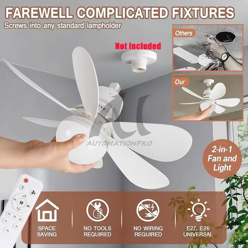Socket Ceiling Fans with Lights and Remote- Socket Fan light with Dimmable Led gallery