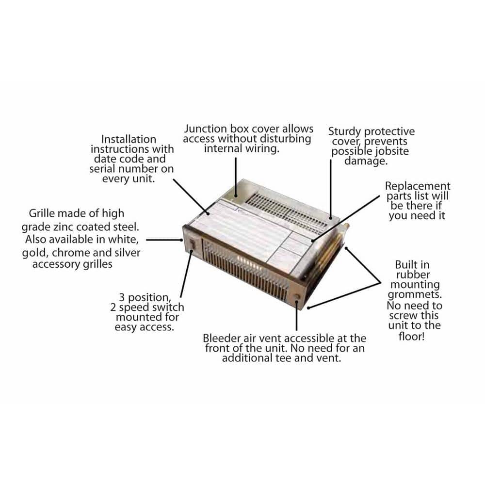 Quiet-One 2000 Series 7,100 BTU Hot Water Kickspace Heater w/ Stainless Steel gallery