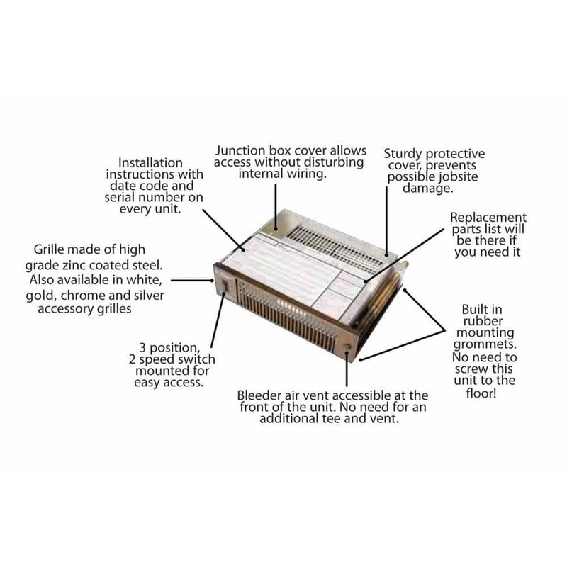 Quiet-One 2000 Series 7,100 BTU Hot Water Kickspace Heater w/ Stainless Steel gallery