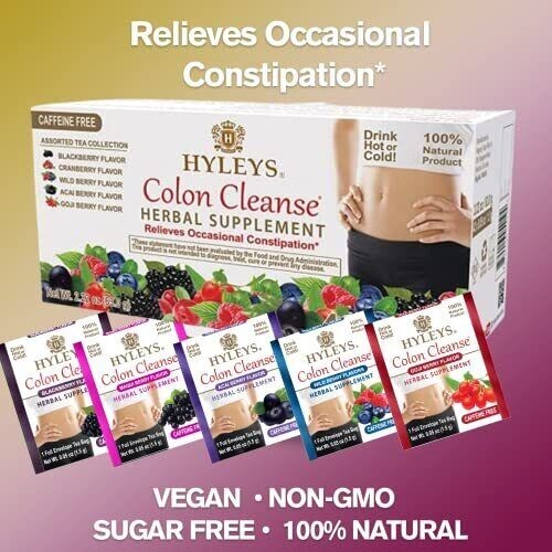 (2-PACK BUNDLE ) HYLEYS 42 CT Colon Cleanse 5 Flavor Assorted Tea (84 TEA BAGS) gallery