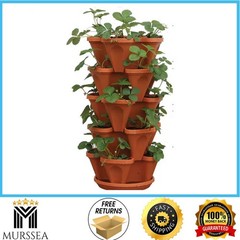 Mr. Stacky Vertical Planter Terracotta Plastic Stackable Self-Watering (5-Pack)