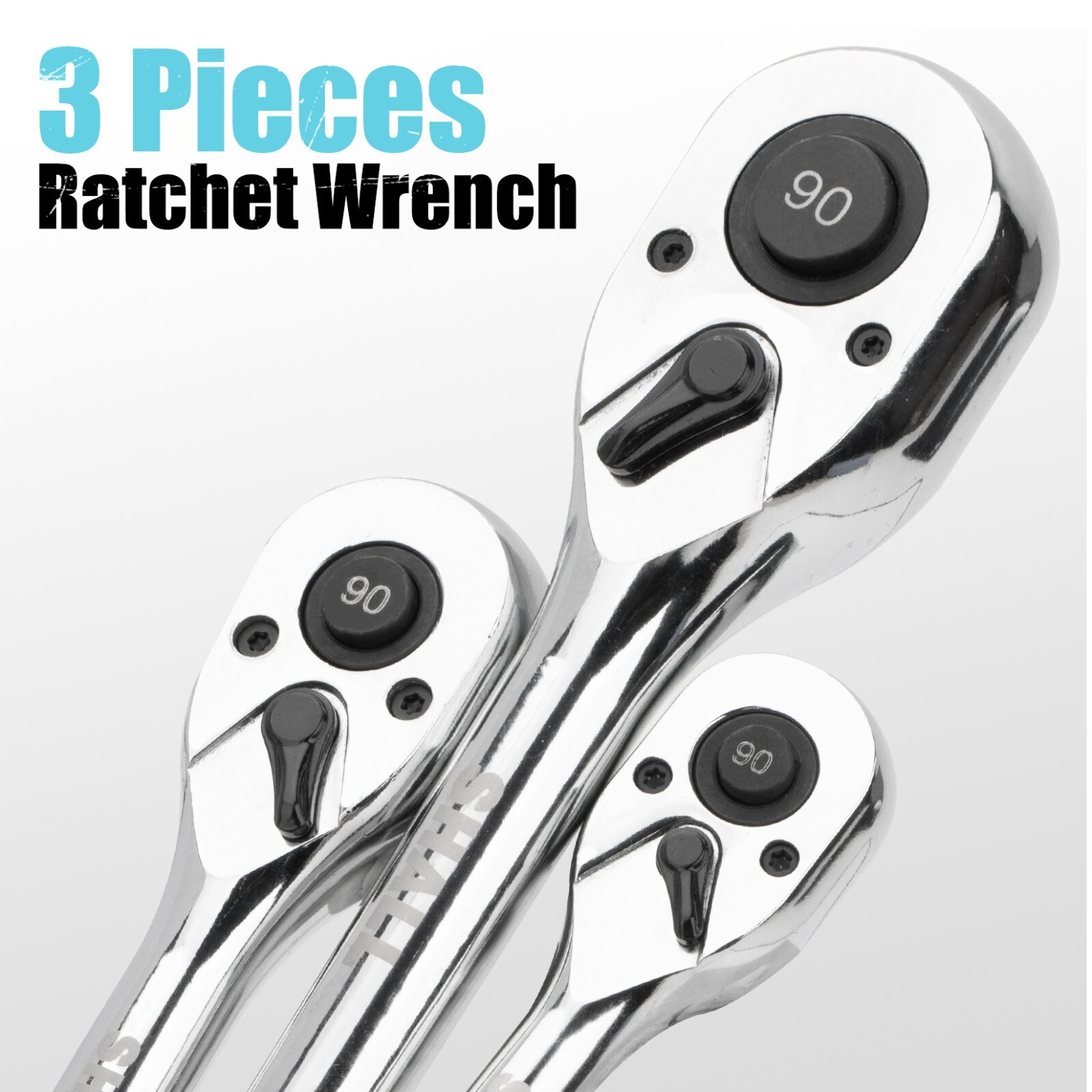 SHALL 90Tooth 3-pc Drive Ratchet Wrench,Quick-Release&Reversible,1/4''3/8''1/2'' gallery