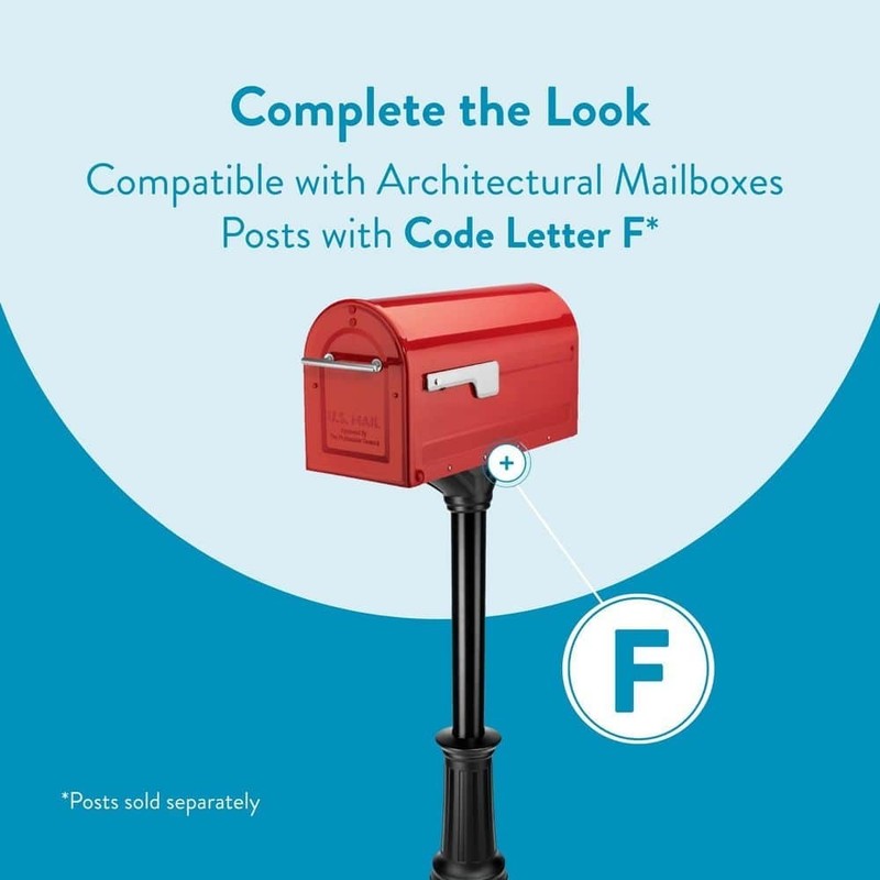 Boulder Red, Large, Steel, Post Mount Mailbox with Silver Handle and Flag gallery