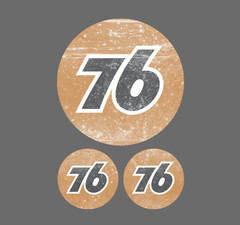 Union 76 Distressed WhtWashed Sticker Gas Gasoline Petroleum Vinyl Decal 3 for 1