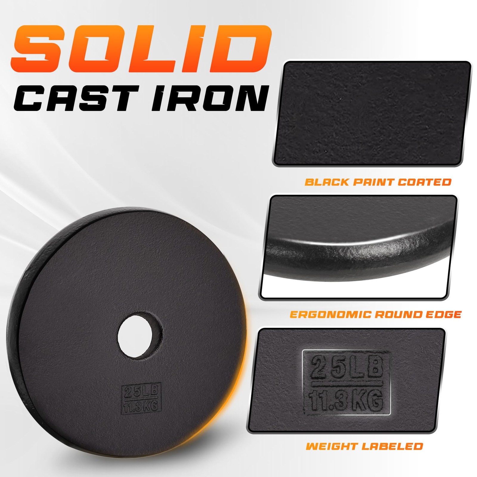 Yes4All 25LB 1 Inch Cast Iron Weight Plate Strength Training Single gallery
