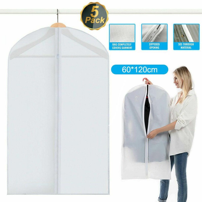 5pcs Clothes Coat Protect Garment Cover Bags Suit Storage Bags Zipper Dress NEW gallery