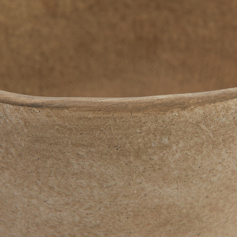 Boho Terracotta Footed Planter with Organic Edge in Matte Taupe Finish gallery