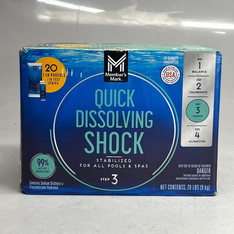 MEMBER'S MARK Quick Dissolving Shock 20lb with 10 Test Strips Blue gallery