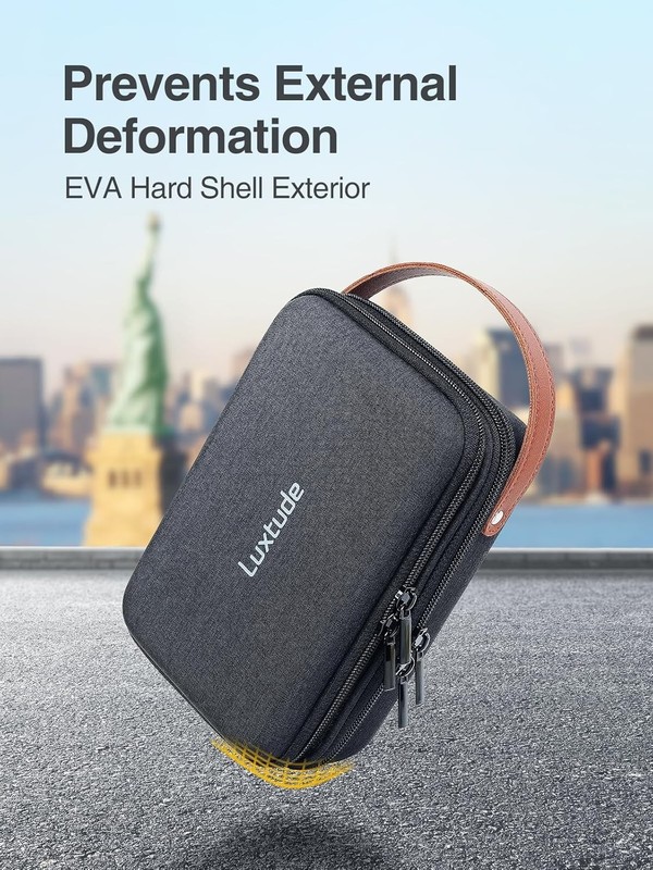 Double-Layer Hard Shell Electronics & Charger Travel Organizer Case (Black) gallery